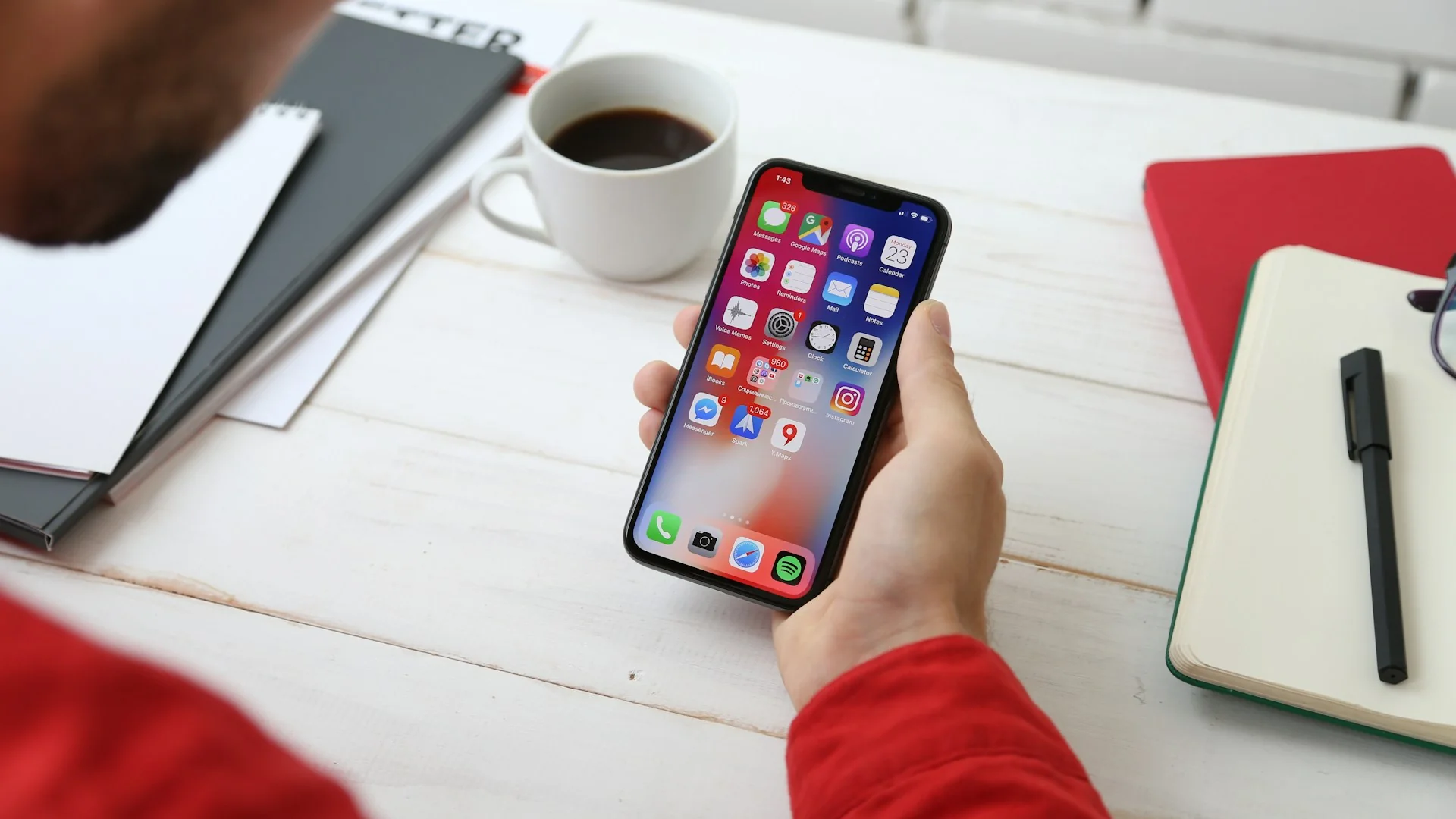 Mobile phone in a modern digital workspace