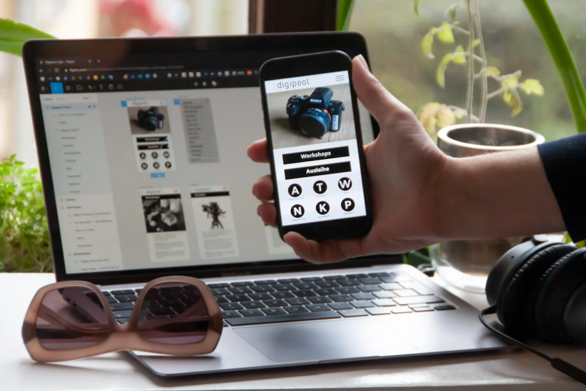 Responsive interface prototype across desktop and mobile screens