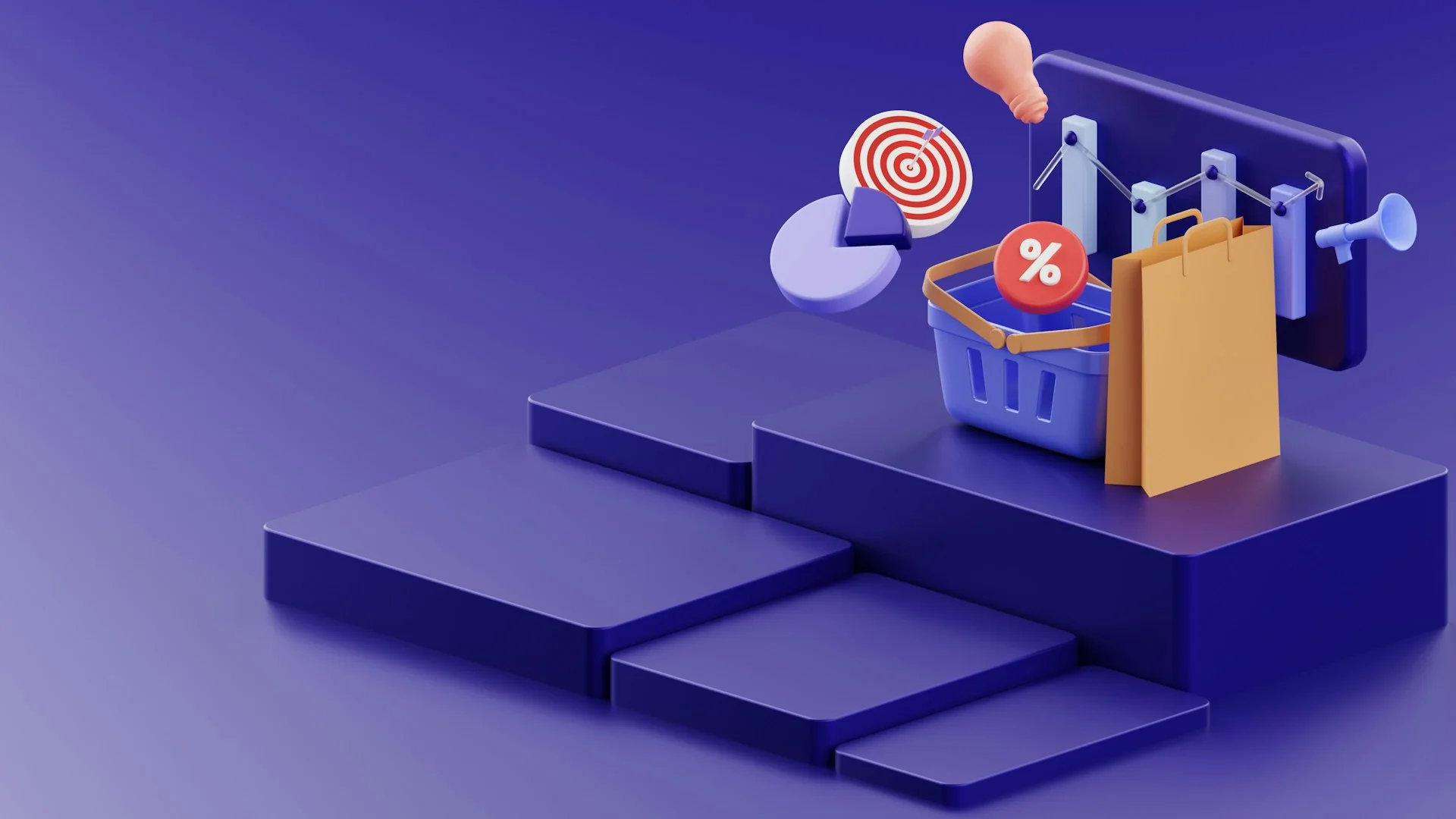 Three-dimensional illustration of digital commerce